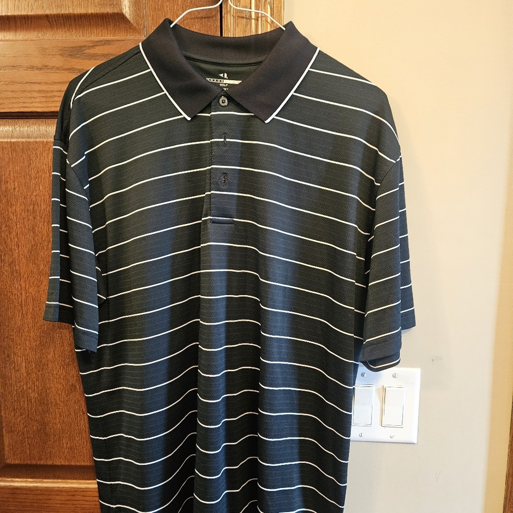 Black and White Striped Polo Shirt